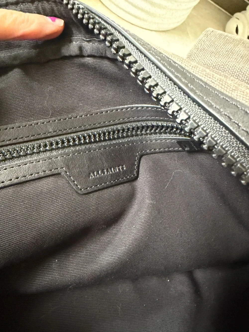 All Saints canvas and leather laptop bag